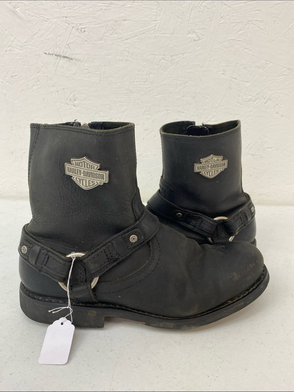 Harley-Davidson Black Leather Harness Ankle Boots men’s size 9
